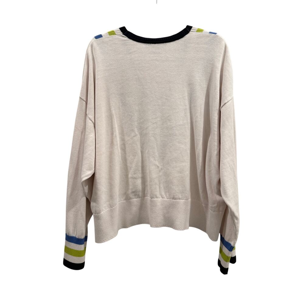 Tommy Hilfiger Sweater Size XXL 2XL White V-Neck Cotton Blend Striped - Picture 2 of 7